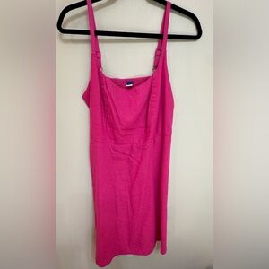 Old Navy Fit & Flare Linen Blend Dress - Hot Pink - Size M